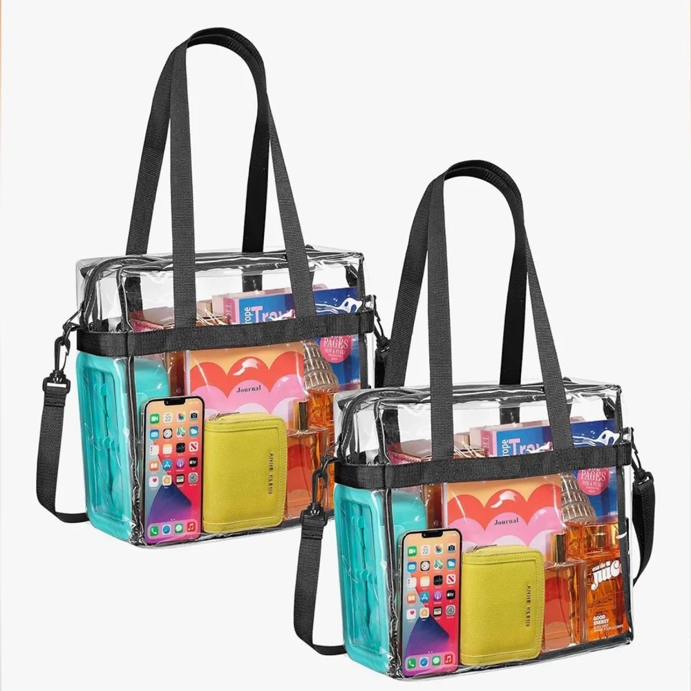 Handy Laundry Clear Stadium Bag 2-Pack Crossbody Tote Zip Top 12x6x12